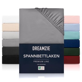Dreamzie Fitted Sheet, 150 x 200 cm, High Bridge up to 33 cm, 100% Microfibre, Anthracite, Tested for Harmful Substances (Oeko Tex), Bed Sheet with Elasticated Band