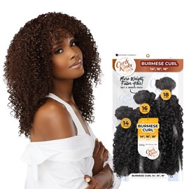 Sensationnel Curls kinksandco synthetic bundles - burmese curl multibundle quick weave hair for natural 3c to 4c hair textures (14 16 18 inch, S1B/30)