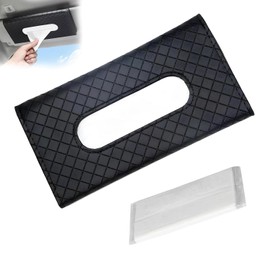 Yharnamite Car Tissue Holder, Car Visor Tissue Holder, PU Leather Car Tissue Holder, Hanging Paper Towel Clip, Car Sun Visor Accessories, Compatible with Most Cars (Black)