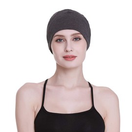 Tapón de bambú para dormir para pérdida de cabello, cubierta para la cabeza del hogar para mujeres quimiográficas, New Dark Health Gray, Talla única