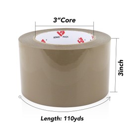 BOMEI PACK 3 inch Wide Brown Packing Tape, 3 inch x 110 Yards (330ft), Industrial Grade 3'' Heavy Duty Shipping Tape Refills for Box Office Moving, Packaging and Mailing