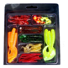 Set De 33 Anzuelos Y Cebos Para Pesca Con Gusanos Suaves