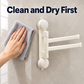No-Drill Rotating Suction Cup Towel Rack – 180° Foldable Multi-Bar Wall-Mounted Towel Holder for Bathroom & Kitchen