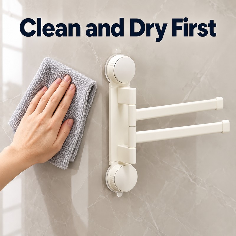 No-Drill Rotating Suction Cup Towel Rack – 180° Foldable Multi-Bar