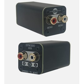 SPRODIO Single Stereo to Mono Converter, RCA L/R Audio Adapter Stereo to Mono summing Cable Adapter SC21