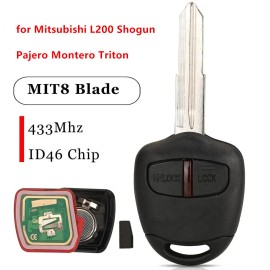 Unbranded Remote Key 2B 433MHz ID46 for Mitsubishi L200 Shogun Pajero Montero Triton MIT8