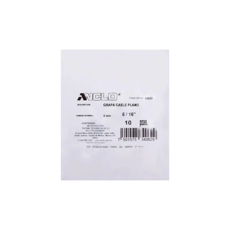 Grapa Para Cable Plano 516 De Pulgada Blanco 10 Piezas