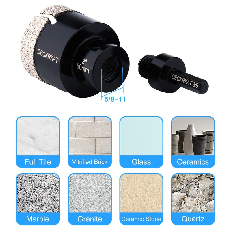 Diamond Hole Saw, 2" Hole Saw for Tiles Granite Marble