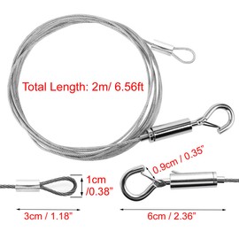 2 Pack Adjustable Picture Hanging Wire Kit, 6.5ft x 1/16 inches Stainless Steel Heavy Duty Frame Wire Hanger Hanging Rope with Loop and Hook for Picture, Light/Lamp, Mirror, Hold Up to 44lb / 20kg