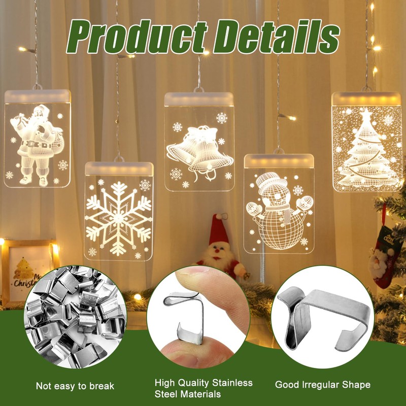 60Pcs Outdoor Light Clips,Galvanized Clips for Hanging Outdoor Lights,Christmas Lights