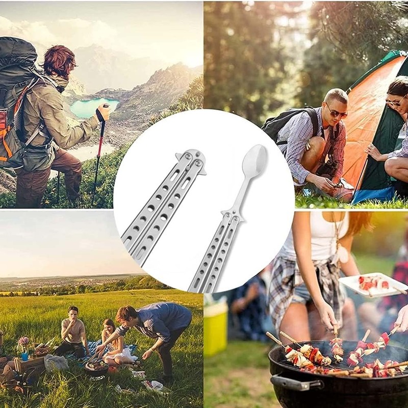 Butterfly Spoon Camping Spoon Foldable Spoon Stainless Steel Utensils Camping