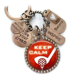 Keep Calm and Golf Keychain, Backpack Clip or Necklace, Live Your Dream, Golfer, Golfing Gift, Live With No Regrets, Boys, Teens, Men
