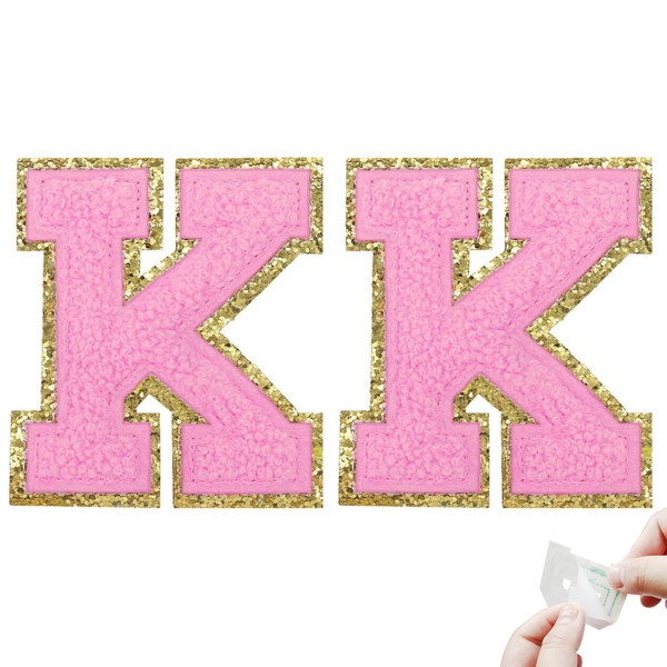 2PCS Self Adhesive Letter Patches Stick on Chenille Letter Patches