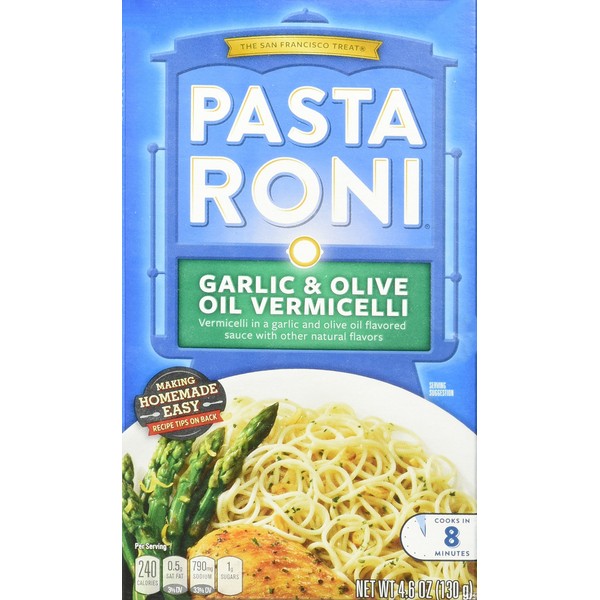 Pasta Roni, Garlic & Olive Oil Vermicelli Mix, 4.6oz Box (Pack of 6)