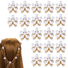 Paifeancodill Small Pearl Hair Claw Clips, 20 Pcs Mini Flower Hair Clips, Mini Hair Claw Clips Bangs Clips Decorative Hair Accessories for Women Girls Flower Non-Slip Hair Pins Claw Hair Clips (Pearl)