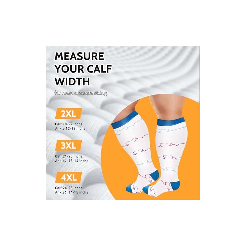 KoMico 3 Pairs Plus Size Compression Socks for Women &