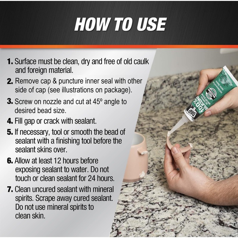 DAP All Purpose 100% Silicone Adhesive Sealant, Clear, 2.8 oz