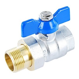 Brass Full Bore Compression Ball Valve, Male X Female Threaded Fitting, with a Blue Butterfly Handle
