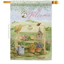 Breeze Decor H100050-BO Welcome Garden Bench Inspirational Sweet Home Decorative Vertical House Flag, 28"x 40", Multi-Color