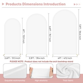 Arch Backdrop Cover,Spandex Cover for Arch Backdrop Stand,Arch Backdrop for Wedding Birthday Photography Baby Shower Party Deco,White6.6FT