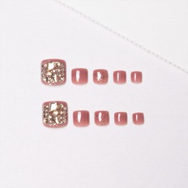 ALUBES 3D Gel Nail Tip, Foot Gel Nail Seal, Nail Sticker, Nail Sticker, Nail Sticker, Nail Self Nail for Home, For Beginners, Summer Nail (24 Pieces, 12 Sizes)