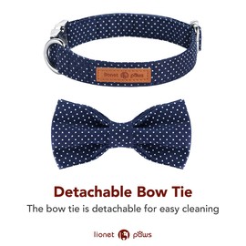 lionet paws Dog Collar with Bow Tie, Durable Comfortable Cotton Collar with Metal Click Fastening or Lead For Dogs And Cats