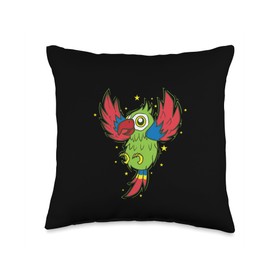 Parrot lands Bird speaking Animal Throw Pillow