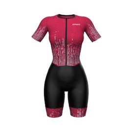 Sparx Aero Triathlon Suit Women Short Sleeve Tri Suit Women Running Swimming Cycling SkinSuit (US Burgundy, XL)