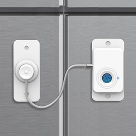 Keylesslife Fingerprint Fridge Lock,Child Proof Refrigerator Lock for Kids with Sticky Adhesive Pads,Cabinet Locks Baby Proofing for Fridge Cabinet Drawer Door Window Toilet