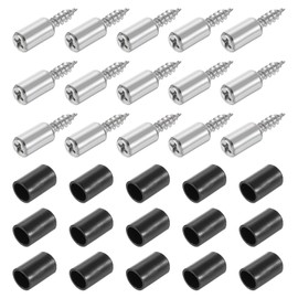 sourcing map 160 Pcs Self-Tapping Screws, Shelf Support Pegs with Non-Slip Sleeve Support Cabinet Shelf Pins Shelf Pegs Self Drilling Screws for Kitchen Cabinets Bookcases Closet, Black