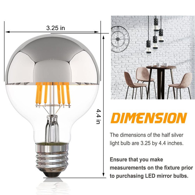 ARGANOL Half Chrome Light Bulb Dimmable 6W (Equivalent 60 Watt),
