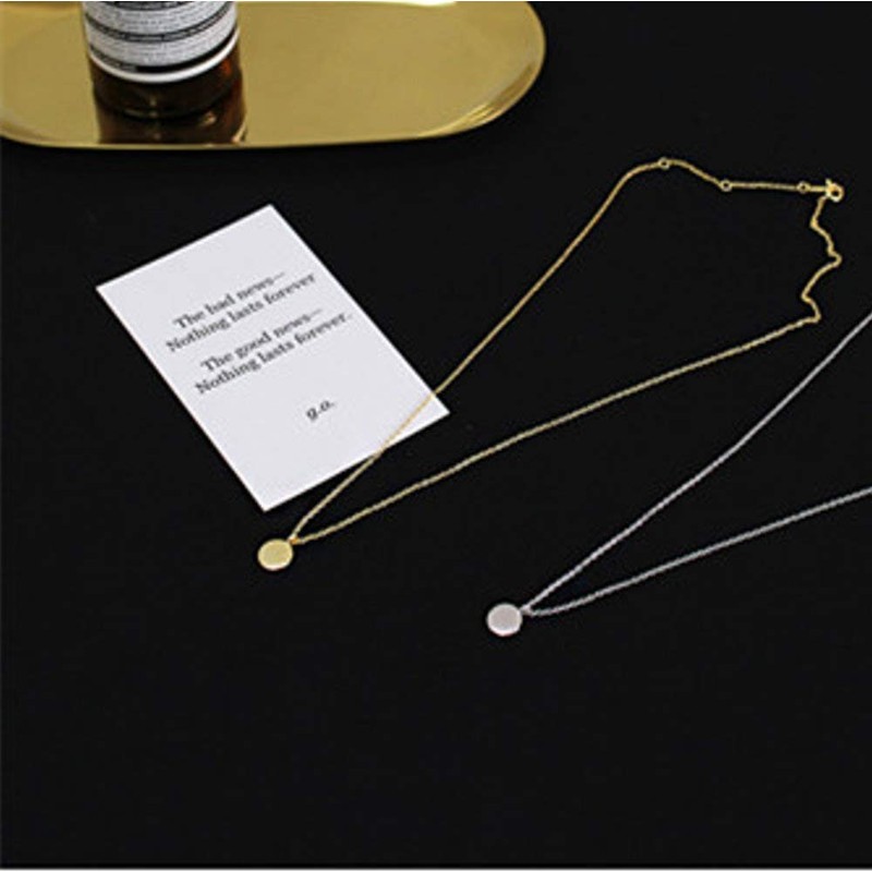 Round Gold Coin Pendant Necklace for Women Girls 925 Sterling