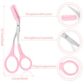 Eyebrow Trimmer Scissors with Comb Eyebrow Shaping Cut Scissors Non Slip Finger Grips Hair Removal Beauty Accessories for Men Women (Black, Pink, Blue)