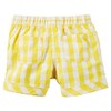 Carters Baby Girls Pull-On Gingham Poplin Shorts Yellow 12M