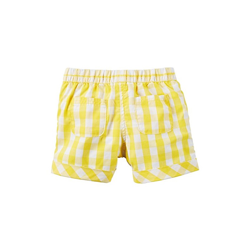 Carters Baby Girls Pull-On Gingham Poplin Shorts Yellow 12M