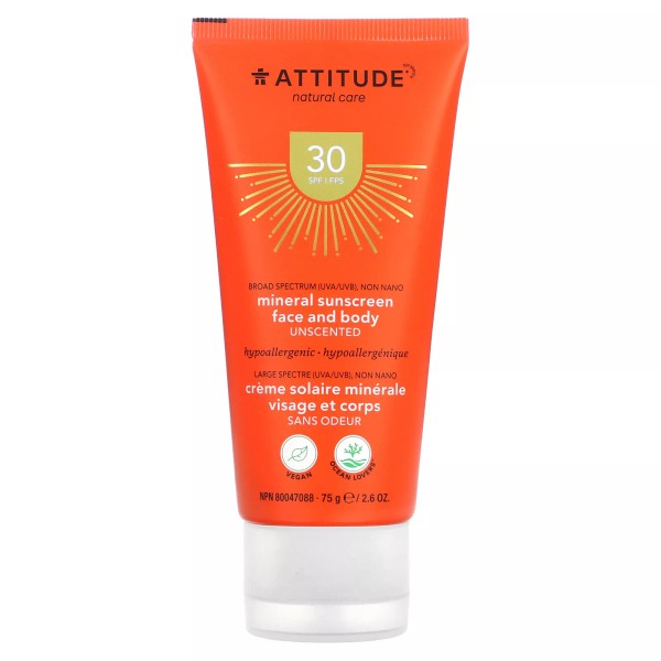 ATTITUDE 2 X ATTITUDE, Mineral Sunscreen Face and Body, SPF