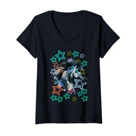 Womens Retro 60s Horse Head Horse 80s Girls Women Child V-Neck T-Shirt