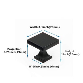 Kitchen Cabinet Knobs Black 25 Pack - PH6785BK Peaha Cabinet Drawer Knobs 1.1inch Width Square Knobs for Bathroom Cabinets Black Drawer Knobs Cabinet Hardware Black