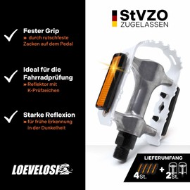 Trekking Pedals with Reflector in Accordance with German Road Traffic Licensing Regulations Aluminium Non-Slip Bicycle Pedal Pair 9/16 Inch Thread for Mountain Bike/E-Bike/Trekking Bike Pedal