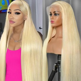 werkueen 32 Inch 613 Lace Front Wig Human Hair 200 Density 613 13x6 Lace Front Wig Human Hair Straight Blonde Wig Human Hair 613 Hd Lace Frontal Wig 13x6 Pre Plucked With Baby Hair