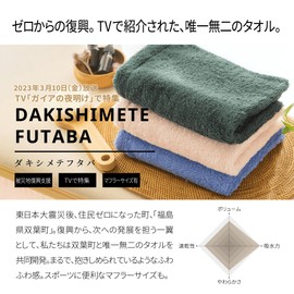 Air Kaol Face Towel, Daximetetetafa, Made in Japan, Thick Yarn, Fluffy, Absorbent, Quick Drying, 100% Cotton, Towel, Approx. 13.4 x 33.5 inches (34 x 85 cm), Fukushima Reconstruction Asano Twine