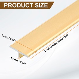 uxcell 2.9ft x 0.47" t Molding Floor Transition Strips, Aluminium Alloy Vinyl Flooring Gap Trim for Joining Laminate Planks Tiles Floor Gaps, Gold