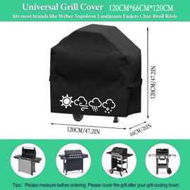 Weatherproof Barbecue Cover, Gas Grill Cover, Protective Cover, Waterproof, Windproof, UV-Resistant, Tear-Resistant Grill Cover (120 x 66 x 120)