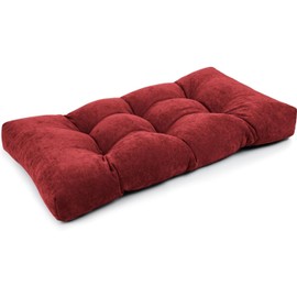 ROFIELTY Bench Cushion Tufted 2 Ties Bench Cushions for Indoor Furniture,for Window seat Cushions Indoor/Shoe Closet/Piano Bench (48x18x4, Burgundy)