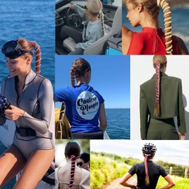 3 Packs 35" Hair Ties for Thick Hair, Elastic Spiral Ponytail Holders Workout Hair Bands for Women Girls Swimming Pony Tail Wrap Hair Ties for Sports Beach Running Pool Skiing Motorcycle Riding