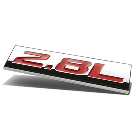 Chrome Finish Metal Emblem 2.8L Badge (Red Letter)