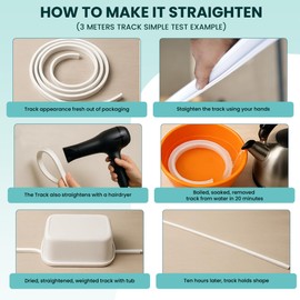 UrbanRed Flexible Bendable Ceiling Curtain Track, 16.4FT (5m), Mount for Rail with Curtain Tracks System, Room Divider, Curtains Rod, RV Ceiling Track for Curtains, White