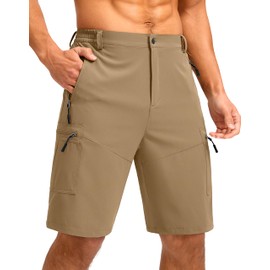 Pudolla Men's Hiking Shorts 11" Lightweight Cargo Work Shorts for Men Summer Travel Golf Casual Outdoor with 5 Pockets(Dark Khaki X-Large)