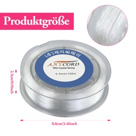 1 piece, 0.5 mm x 70 m elastic band for bracelets, cord for bracelets, transparent bracelet cord for DIY craft jewellery making