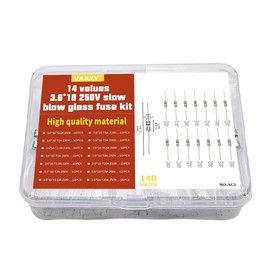 14Values 140Pcs Slow Blow Fuse 250V 3.6x10mm T0.5A T1A T1.5A T2A T2.5A T3A T3.15A T4A T5A T6.3A T8A T10A T15A T20A T Glass Fuse Axial Lead Time Delay